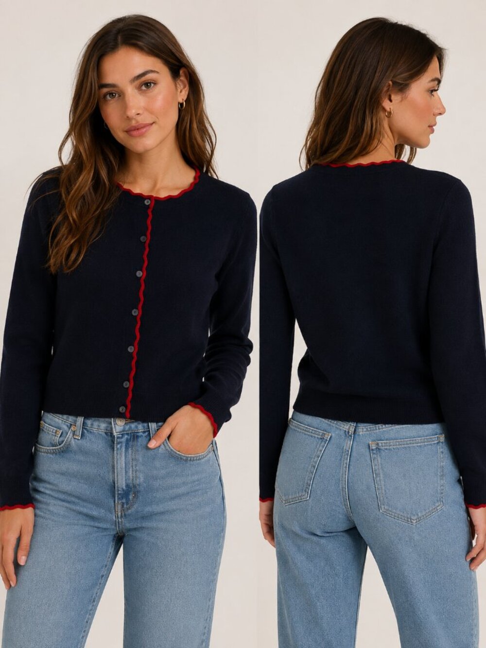 BODEN Merino Scallop Detail Cardigan Size Small